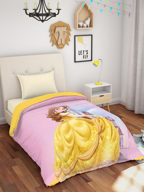 

SPACES Pink & Yellow Cartoon Characters AC Room 150 GSM Single Bed Dohar