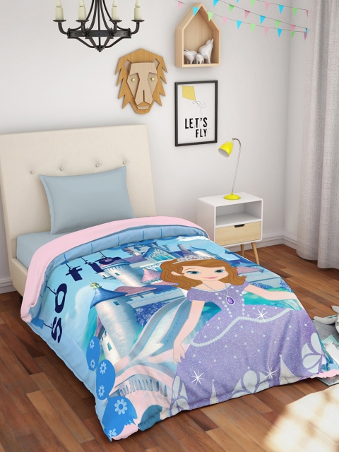 

SPACES Purple & Blue Cartoon Characters AC Room 150 GSM Single Bed Dohar