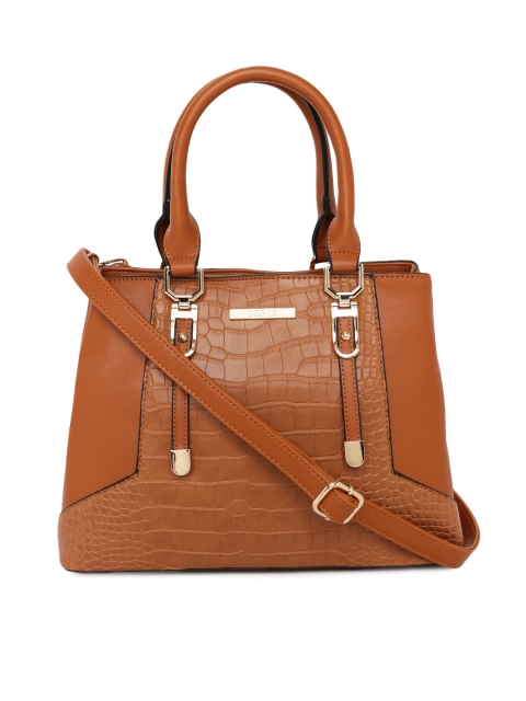 

CERIZ Tan Brown Textured Handheld Bag