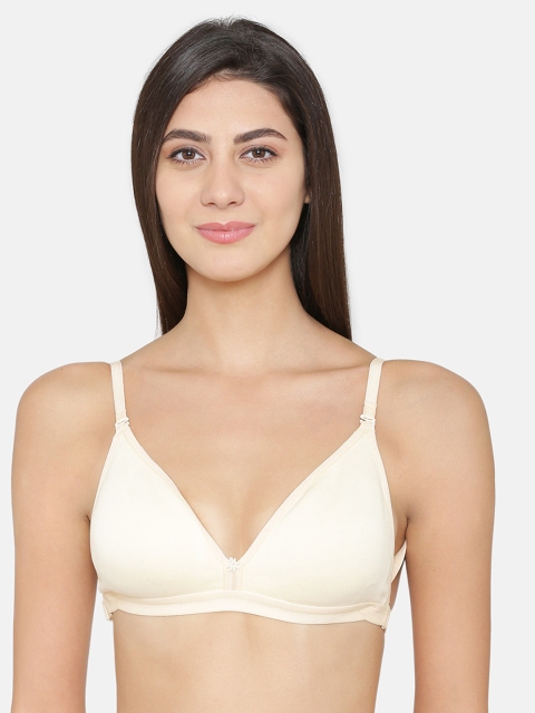 

ABELINO Off-White Solid Non-Wired Non Padded T-shirt Bra