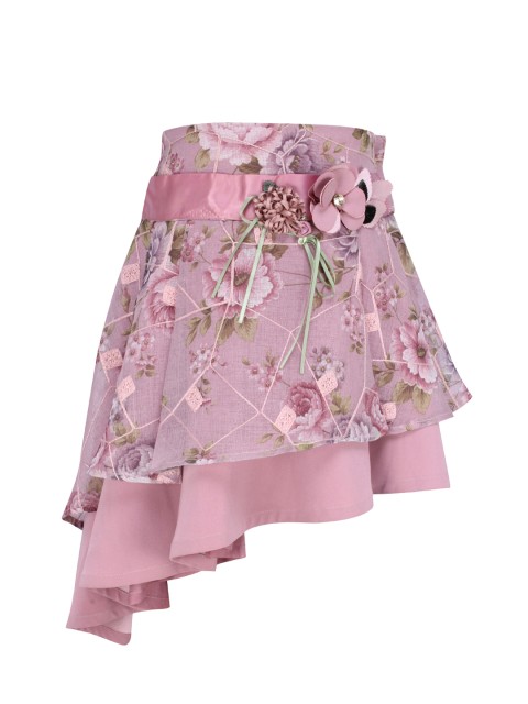 

CUTECUMBER Girls Pink Floral Printed A-Line Skirt