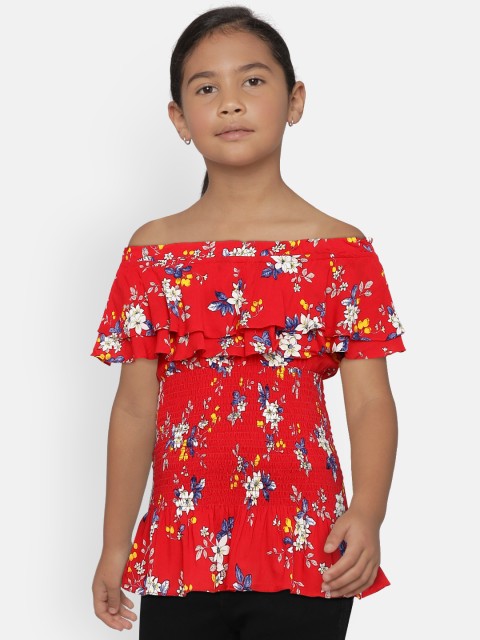 

Tiny Girl Girls Red Printed Regular Top