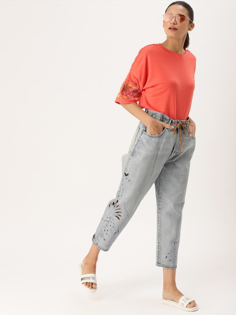

DressBerry Women Coral Orange Solid Top