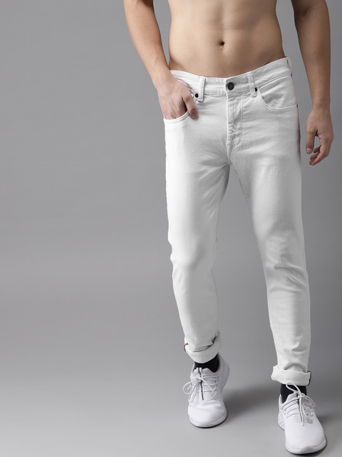 

HERE&NOW Men White Skinny Fit Mid-Rise Clean Look Stretchable Jeans