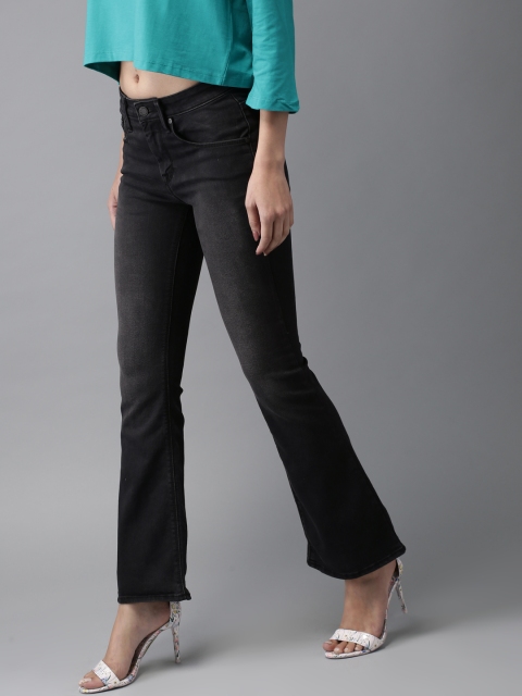 

Moda Rapido Women Black Flared Mid-Rise Clean Look Stretchable Jeans