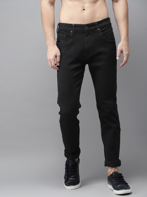

HERE&NOW Men Black Slim Fit Mid-Rise Clean Look Stretchable Jeans