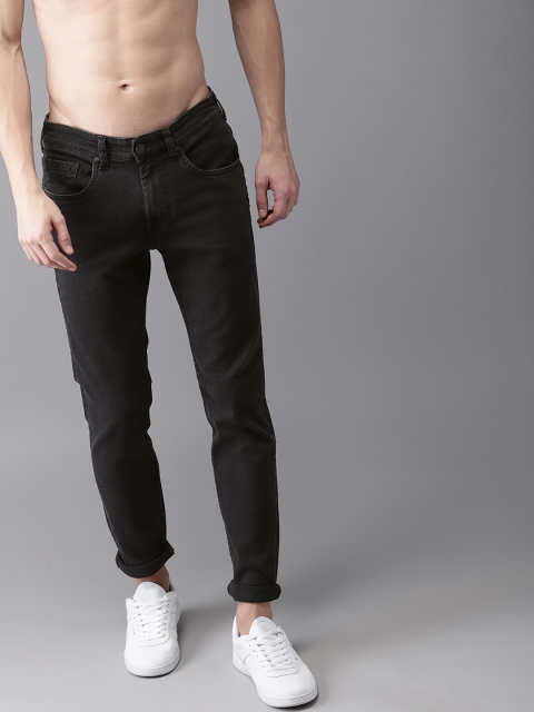 

HERE&NOW Men Black Slim Fit Mid-Rise Clean Look Stretchable Jeans