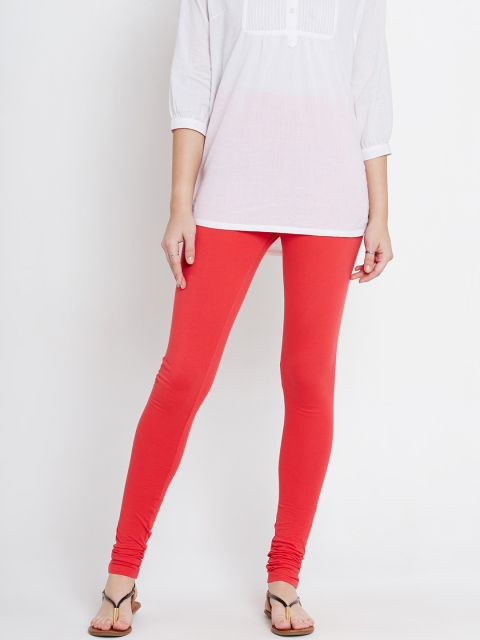 

AURELIA Coral Red Churidar Leggings