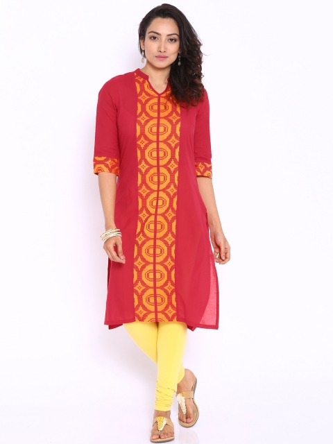

Aurelia Red Kurta with Woven Design