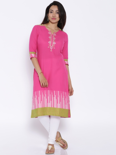 

Aurelia Pink Kurta with Woven Design