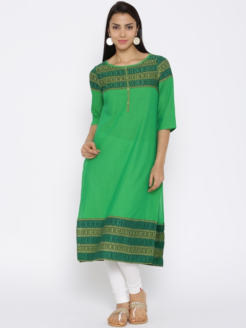 

Aurelia Green Woven Design Kurta