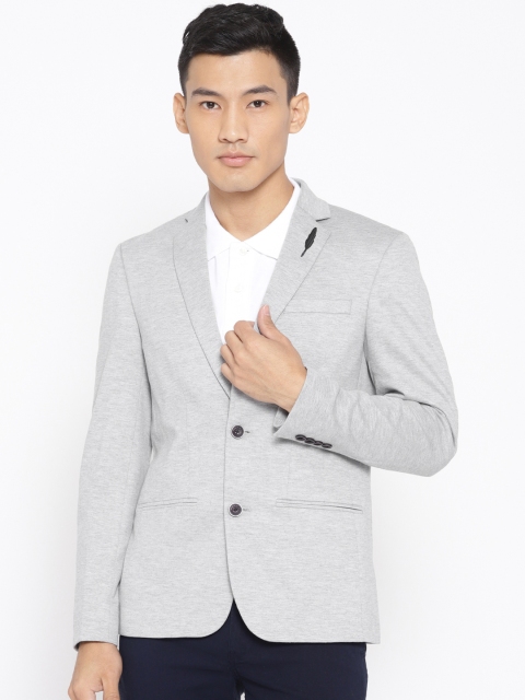 

Jack & Jones Men Grey Melange Solid Single-Breasted Slim Fit Casual Blazer