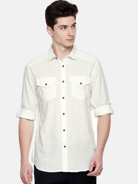 

Jack & Jones Men White Slim Fit Solid Casual Shirt