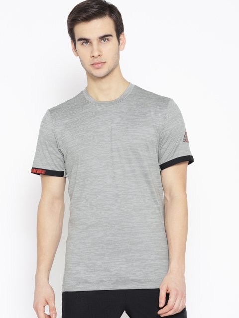 

ADIDAS Men Grey Self Striped Matchcode Tennis T-Shirt