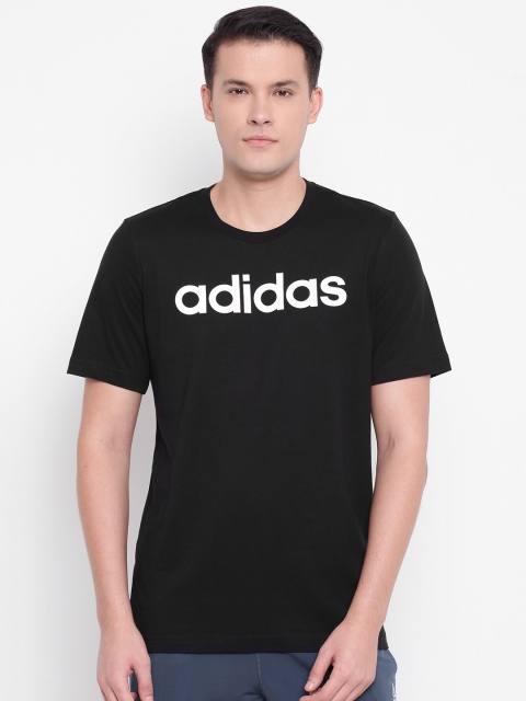 

ADIDAS Men Black Essentials Linear Logo Print Round Neck T-shirt