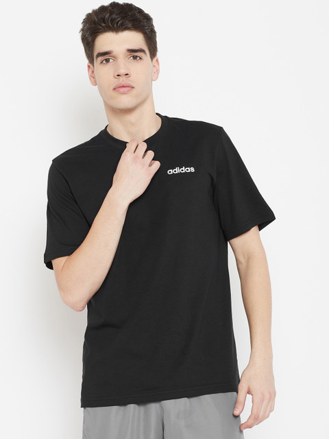 

ADIDAS Men Black Essential Plain Round Neck Pure Cotton T-shirt