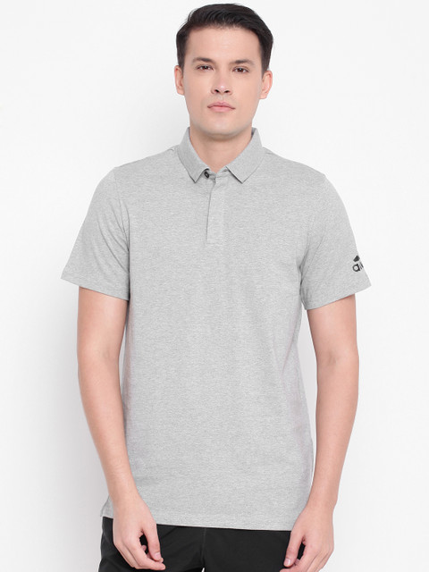 

ADIDAS Men Grey Melange Solid MH Plain T-shirt
