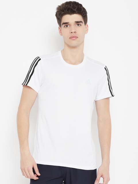 

ADIDAS Men White Solid Running 3-Striped T-Shirt