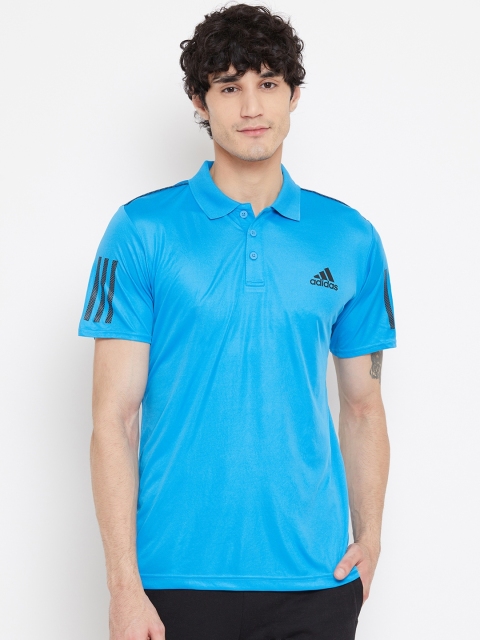 

ADIDAS Men Blue Club 3-Stripes Solid Tennis Polo T-shirt