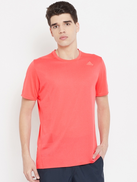 

ADIDAS Men Coral Pink Solid Supernova Running T-shirt