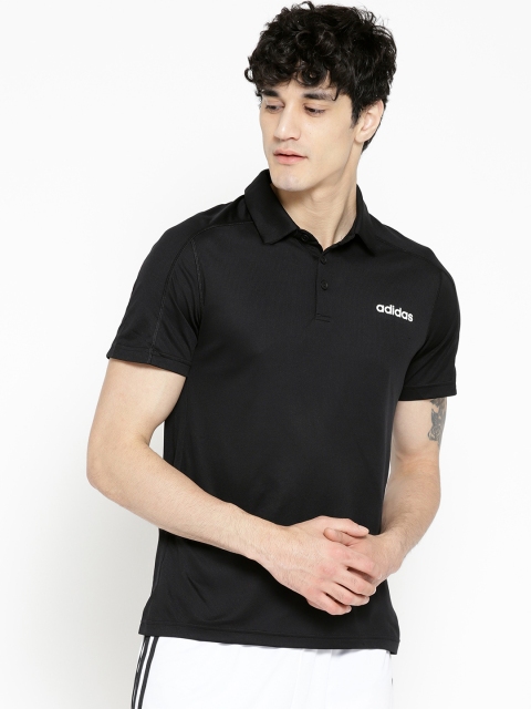 

ADIDAS Men Black Solid D2M Polo Collar T-shirt