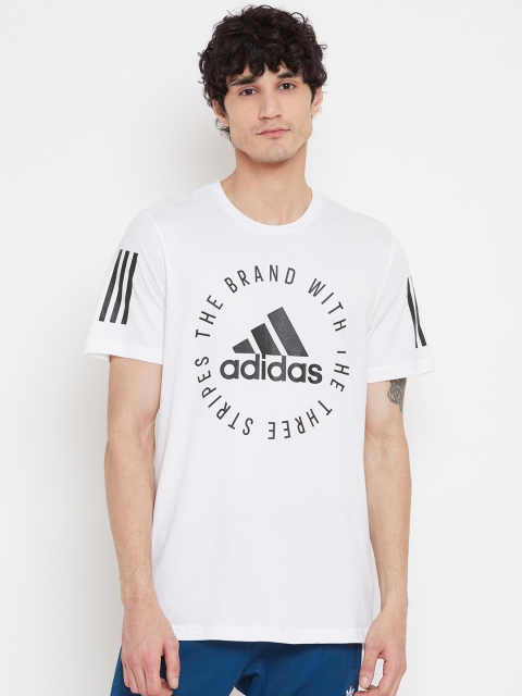 

ADIDAS Men White & Black Sport ID Print Round Neck T-shirt