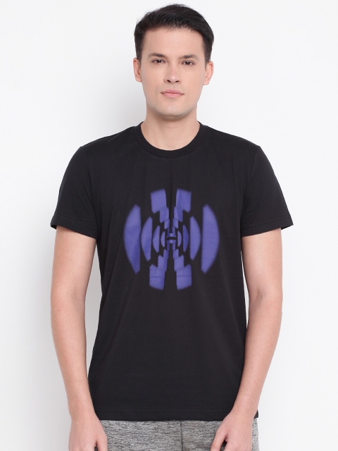 

ADIDAS Men Black & Blue Harden Logo Printed Basketball T-shirt