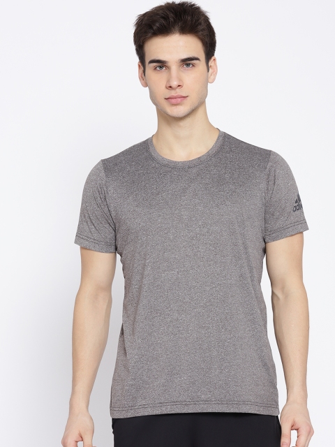 

ADIDAS Men Grey Melange Solid Freelift Prime T-shirt