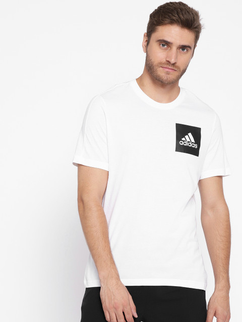 

ADIDAS Men White ESS Chestlogo Solid Round Neck Training T-shirt