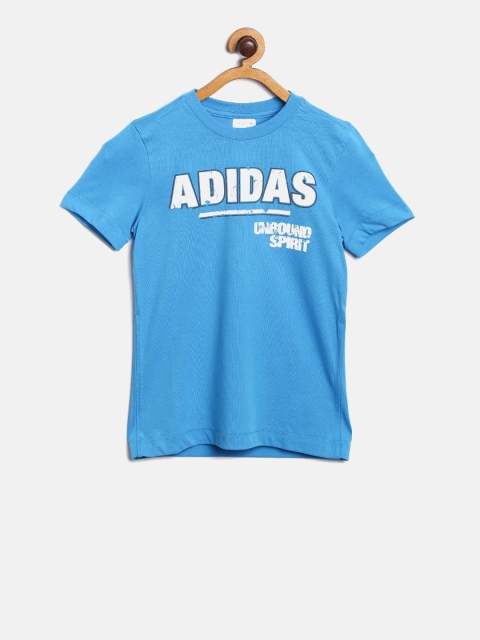 

ADIDAS Boys Blue Printed Round Neck T-shirt