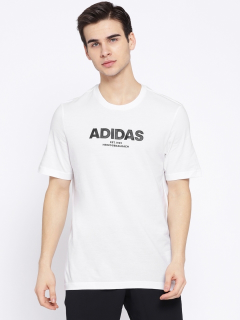 

ADIDAS Men White ESS Allcap Solid Round Neck T-shirt