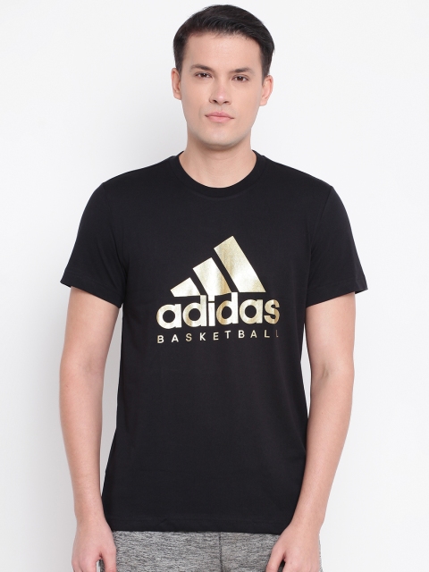 

ADIDAS Men Black & Golden BOS Foil Printed Round Neck T-shirt