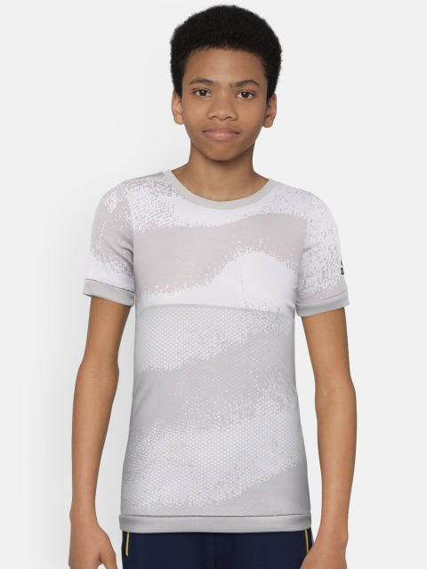

ADIDAS Boys Grey & Off-White KN Camouflage Print Round Neck Training T-shirt