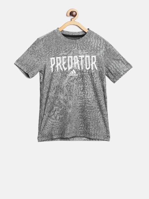

ADIDAS Boys Grey P U Printed Round Neck Jersey T-shirt