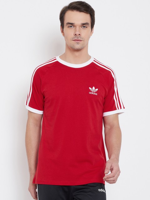 

ADIDAS Originals Men Red Solid 3 Stripe T-Shirt