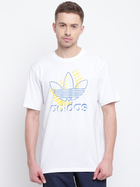 

ADIDAS Originals Men White Printed TREFOIL ART Round Neck T-shirt