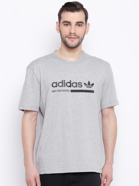 

ADIDAS Originals Men Grey & Black Printed Round Neck T-shirt