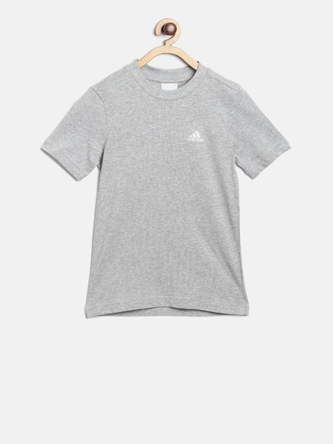 

ADIDAS Boys Grey Melange Solid YB E COT Round Neck Tshirt