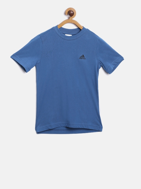 

ADIDAS Boys Blue Printed YB E COT Round Neck Tshirt