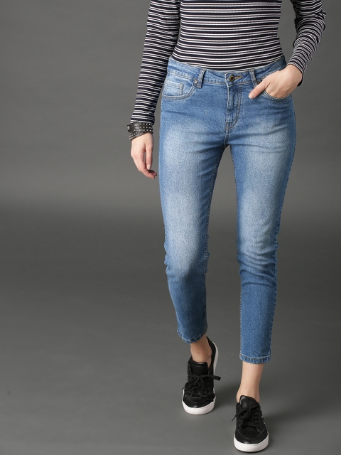 

Roadster Women Blue Skinny Fit Mid-Rise Clean Look Stretchable Cropped Jeans