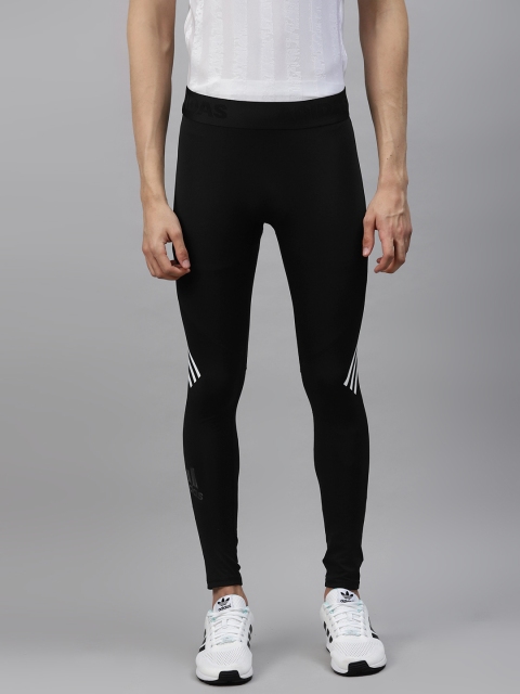 

ADIDAS Men Black Solid Alphaskin Sport Long 3 Stripes Tights