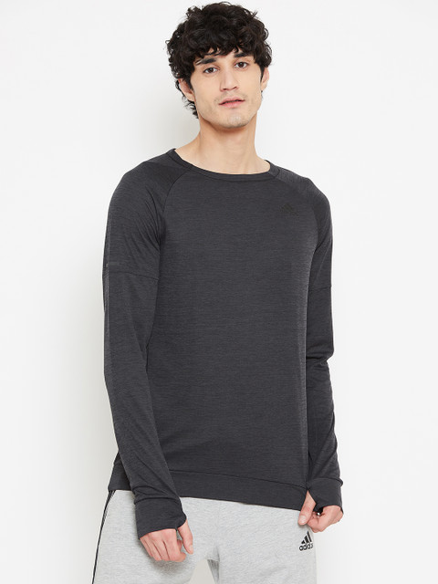 

ADIDAS Men Charcoal Grey Solid Supernova Run Cru Sweatshirt