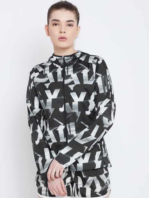 

ADIDAS Women Black Printed OWN THE RUN Sporty Jacket