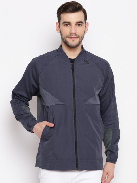 

ADIDAS Originals Men Blue Solid TRACKTOP Sporty Bomber Jacket