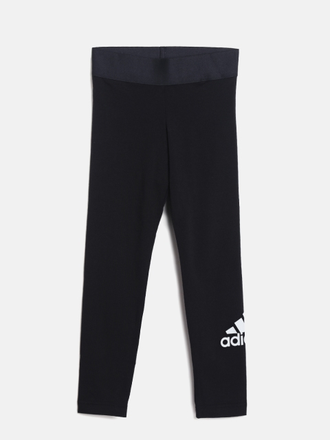 

ADIDAS Girls Black Printed YG MH BOS Tights