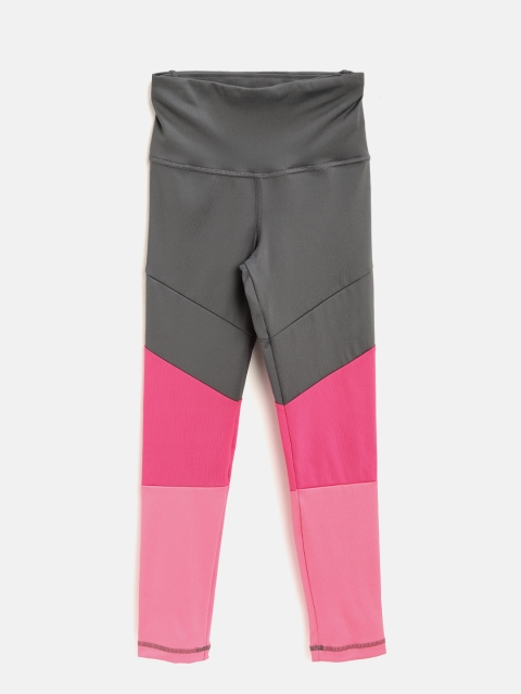 

ADIDAS Girls Grey & Pink Colorblocked YG TR BLD HR T Training Tights