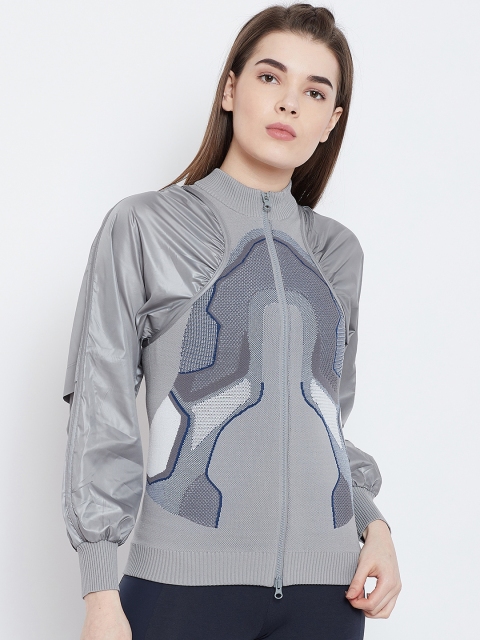 

ADIDAS Women Grey Printed KNIT MIDLAYER Sporty Jacket