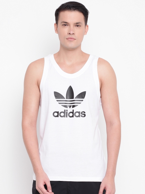 

ADIDAS Originals Men White Trefoil Tank Printed T-shirt