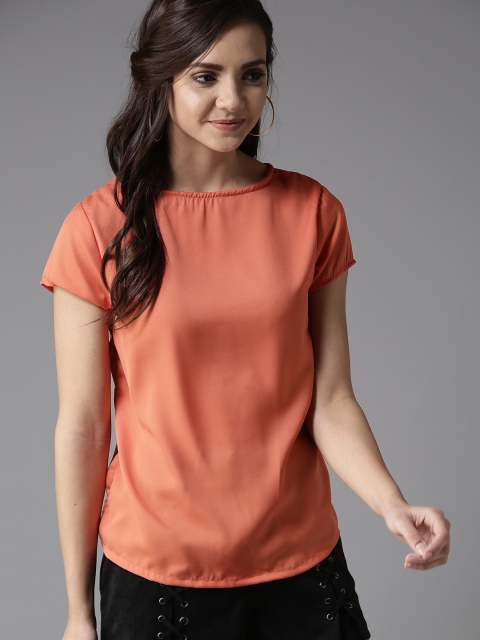 

HERE&NOW Women Coral Orange Solid Top