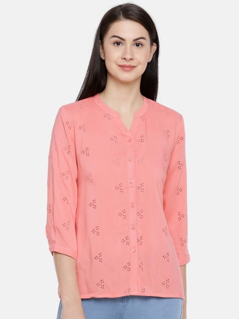 

Fame Forever by Lifestyle Women Coral Self Design Top